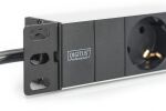 Digitus Steckdosenleiste mit Aluminiumprofil, 3-fach Schutzkontaktsteckdose, 2 m Zuleitung Schutzkontaktstecker