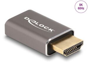 DELOCK HDMI Adapter Stecker zu Buchse 8K 60 Hz grau Metall