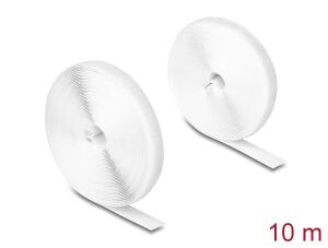 DeLOCK Strapazierfähiges Klettband mit Haft- und Flauschband L 10 m x B 20 mm weiß