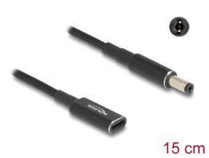 DeLOCK Adapterkabel für Notebook Ladekabel USB Type-C Buchse zu 5,5 x 2,1 mm Stecker 15 cm