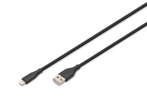 Digitus Lightning Silikon Anschlusskabel, USB-A - Lightning 0,5m, schwarz
