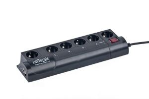 Gembird EG-PMS2 Spannungsschutz Schwarz 6 AC-Ausgänge 250 V 1,8 m