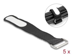 DeLOCK Klettkabelbinder mit Schlaufe und Beschriftungsfeld L 127 x B 20 mm schwarz 5 Stück