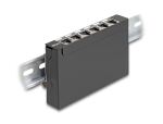 DeLOCK Mini Desktop Patchpanel RJ45 Buchse 6 Port Cat.6A geschirmt schwarz - zur Montage an Tisch, Wand oder Hutschiene