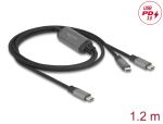 DELOCK USB-C Y-Kabel 1 x St zu 2 x St PD 3.0 100 W 1,2 m