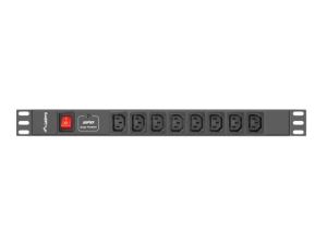 Lanberg PDU-08I-0200-C20-BK Stromverteilereinheit (PDU) 8 AC-Ausgänge 1U Schwarz