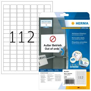 HERMA Ablösbare Etiketten A4 25.4x16.9 mm weiß Movables/ablösbar Papier matt 2800 St.
