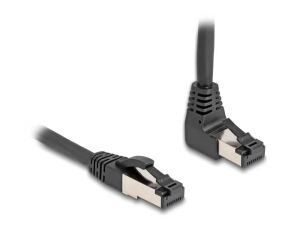 DeLOCK RJ45 Netzwerkkabel Cat.8.1 S/FTP 90° unten gewinkelt / gerade 2 m schwarz