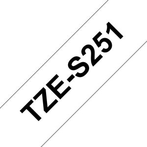 Brother TZE-S251 Etiketten erstellendes Band Schwarz auf weiss TZ