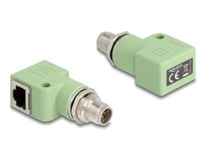 DELOCK M12 Adapter X-kodiert 8 Pin St zu RJ45 Bu gew. grün