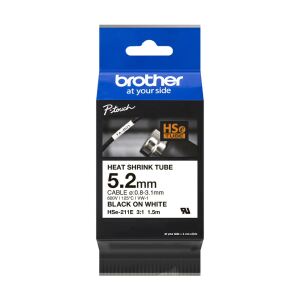 Brother HSE-211E Etiketten erstellendes Band Schwarz auf weiss