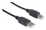 Manhattan Hi-Speed USB B Anschlusskabel, USB 2.0, Typ A Stecker - Typ B Stecker, 480 Mbps, 1,8 m, Schwarz