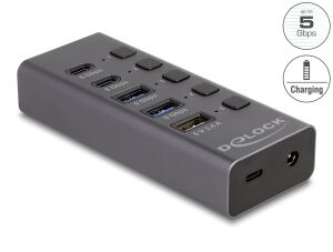 DELOCK USB 5 Gbps Hub 2xUSB Typ-A & 2x USB Type-C Bu.