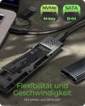 ICY BOX IB-1808MCT-CU31, Type-C®/A USB 3.2 Gen 2 zu NVMe/SATA M.2 2230/2242/2260/2280 SSD Gehäuse, Werkzeuglos, schwarz