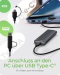ICY BOX IB-1808MCT-CU31, Type-C®/A USB 3.2 Gen 2 zu NVMe/SATA M.2 2230/2242/2260/2280 SSD Gehäuse, Werkzeuglos, schwarz