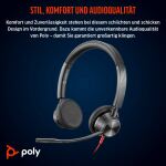 HP Poly Blackwire 3325 USB-C Stereo-Headset + 3.5-mm-Stecker + USB-C/A-Adapter