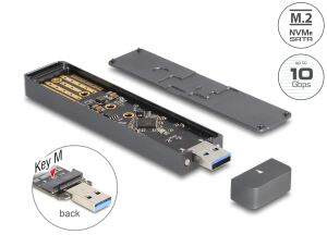 DeLOCK Externes Gehäuse für M.2 NVMe PCIe SSD oder SATA SSD mit USB 10 Gbps Typ-A Stecker