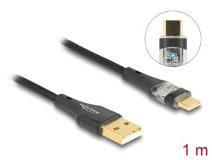 DeLOCK USB 2.0 Kabel Typ-A Stecker zu USB Type-C Stecker mit Schnellladefunktion 60 W transparent 1 m