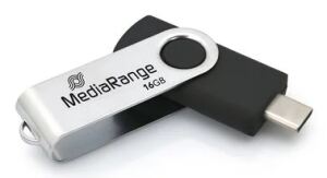 MediaRange MR1951 USB-Stick 16 GB USB Typ-C 3.2 Gen 1 (3.1 Gen 1) Schwarz, Silber