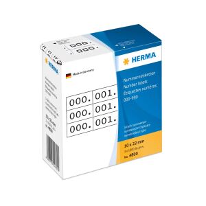 HERMA Nummernetiketten dreifach selbstklebend 10x22 mm weiß/schwarz