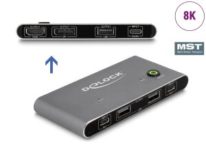 DELOCK USB-C KVM Switch zu HDMI und DisplayPort 8K MST