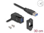 DeLOCK USB 5 Gbps Typ-A Einbaubuchse 45° gewinkelt zu Typ-A Stecker mit 30 cm Kabel schwarz