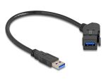 DeLOCK USB 5 Gbps Typ-A Einbaubuchse 45° gewinkelt zu Typ-A Stecker mit 30 cm Kabel schwarz