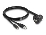 DeLOCK USB 2.0 Kabel USB Typ-A Stecker und USB Type-C Stecker zu USB Typ-A Buchse 90° gewinkelt und USB Type-C Buchse 90° gewinkelt zum Einbau 1 m schwarz