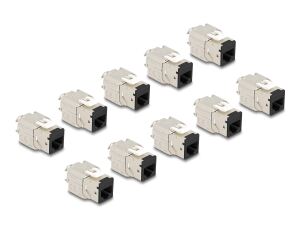 DeLOCK Keystone Modul RJ45 Buchse zu LSA Cat.6A werkzeugfrei schwarz Set 10 Stück