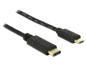DeLOCK 2m, USB2.0-C/USB2.0 Micro-B USB Kabel Micro-USB B USB C 0,48 Gbit/s Schwarz