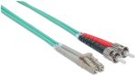Intellinet Glasfaser LWL-Anschlusskabel, Duplex, Multimode, ST/LC, 50/125 µm, OM3, 1 m, aqua