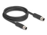 DELOCK M12 Kabel L-kodiert 4 Pin St zu St PUR 2m schwarz