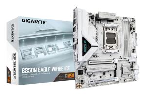 GIGABYTE B850M EAGLE WIFI6E ICE Mainboard – Unterstützt AMD Ryzen 9000 Serie CPUs, digitales 8+2+2 Phasen VRM, bis zu 8200 MHz DDR5 (OC), 1 x PCIe 5.0 + 1 x PCIe 4.0 M.2, Wi-Fi 6E, 2.5 GbE LAN, USB 3.2 Gen 2