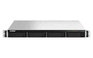 QNAP TS-464U NAS Rack (1U) Intel® Celeron® N5095 8 GB DDR4 0 TB QNAP Turbo System Aluminium, Schwarz