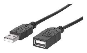 Manhattan Hi-Speed USB 2.0 Verlängerungskabel, USB 2.0, Typ A Stecker - Typ A Buchse, 480 Mbps, 1,8 m, Schwarz