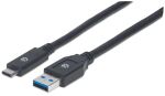Manhattan USB 3.1 Typ C Gen1-Kabel, Typ C-Stecker auf Typ A-Stecker, 5 Gbit/s, 3 m, schwarz