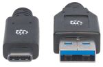 Manhattan USB 3.1 Typ C Gen1-Kabel, Typ C-Stecker auf Typ A-Stecker, 5 Gbit/s, 3 m, schwarz