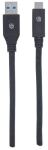 Manhattan USB 3.1 Typ C Gen1-Kabel, Typ C-Stecker auf Typ A-Stecker, 5 Gbit/s, 3 m, schwarz