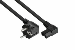 Kabelmeister SK0151-S050 Stromkabel Schwarz 5 m Netzstecker Typ E+F C15-Koppler