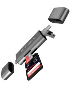 ICY BOX IB-CR200-C, SD/microSD USB 2.0 Card Reader mit Type-C® & -A und Micro-B Anschlüssen, anthrazit