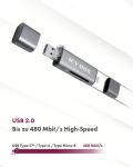 ICY BOX IB-CR200-C, SD/microSD USB 2.0 Card Reader mit Type-C® & -A und Micro-B Anschlüssen, anthrazit