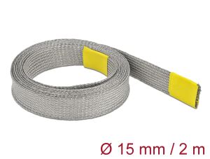 DELOCK Geflechtschlauch zur EMV Abschirmung dehnbar 2mx15mm