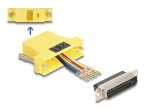 DELOCK Adapter D-Sub25> D-Sub25 St/Bu Montagesatz gelb
