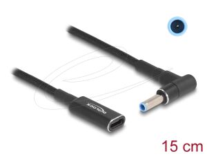 DeLOCK Adapterkabel für Notebook Ladekabel USB Type-C Buchse zu HP 4,5 x 3,0 mm Stecker 90° gewinkelt 15 cm