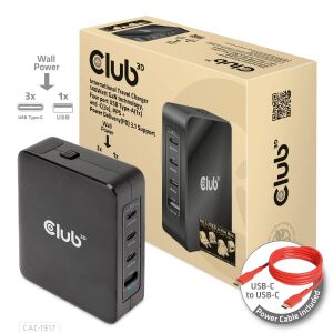CLUB3D CAC-1917 Ladegerät für Mobilgeräte Universal Schwarz AC Schnellladung Drinnen