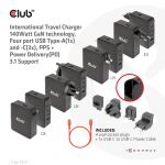 CLUB3D CAC-1917 Ladegerät für Mobilgeräte Universal Schwarz AC Schnellladung Drinnen