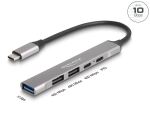 Delock 4 Port Slim USB Type-C HUB mit 1x USB 10 Gbps Typ-A