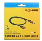 USB3.0 Kabel Delock A -> Micro-B StSt 1.00m Premium