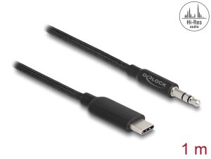 DeLOCK Audio Stereo Kabel USB Type-C Stecker zu Klinkenstecker 3,5 mm 3 Pin 1 m schwarz