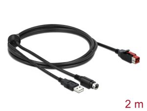 DeLOCK PoweredUSB Kabel Stecker 24 V zu USB Typ-A Stecker + Mini-DIN 3 Pin Stecker 2 m für POS Drucker und Terminals